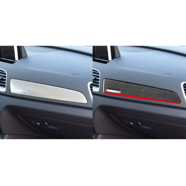 Carbon Fiber Car Co-pilot Trim Red Edge with Hole Decorative Sticker for Audi Q3 2013-2018,Left Drive