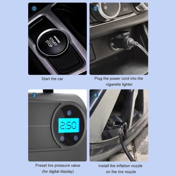12V Portable Car Tire Air Pump Style:Digital Display Version - Image 6