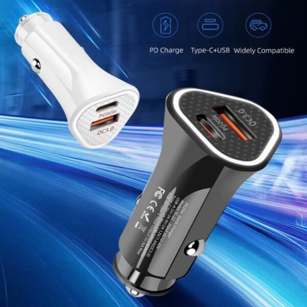 PD + QC3.0 Car 2 in 1 Triangle Fast Charger Car Cigarette Lighter, Car Triangle Charger - Image 2