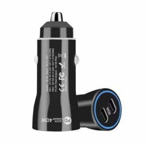 40W Dual PD Car 2 in 1 Fast Charger Car Cigarette Lighter, 40W Black, 40W White