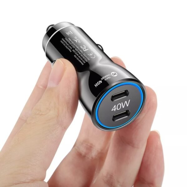 40W Dual PD Car 2 in 1 Fast Charger Car Cigarette Lighter, 40W Black, 40W White