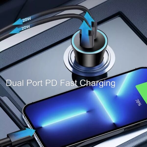 40W Dual PD Car 2 in 1 Fast Charger Car Cigarette Lighter, 40W Black, 40W White