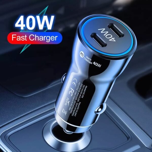 40W Dual PD Car 2 in 1 Fast Charger Car Cigarette Lighter, 40W Black, 40W White