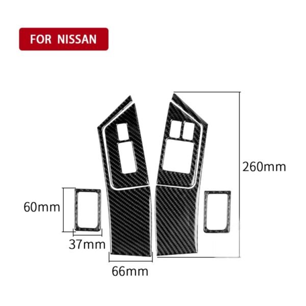 6 PCS Car Carbon Fiber Window Lift Button Door Lock Decorative Sticker for Nissan GTR R35 2008-2016, RightDrive - Image 4