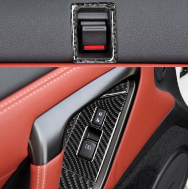 6 PCS Car Carbon Fiber Window Lift Button Door Lock Decorative Sticker for Nissan GTR R35 2008-2016, RightDrive - Image 5