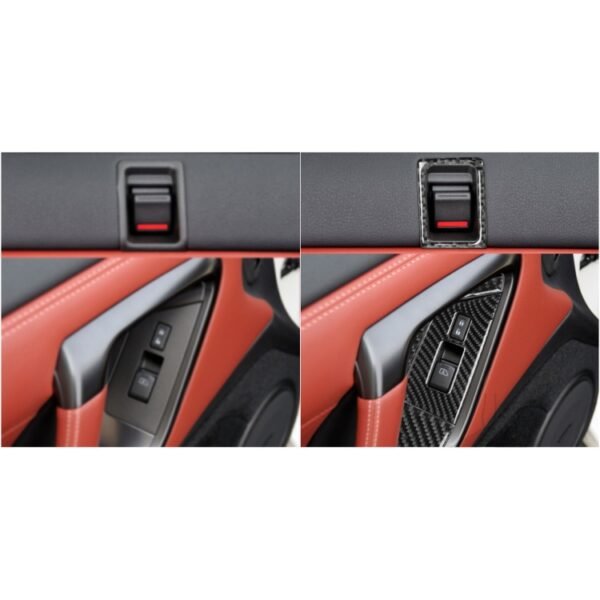 6 PCS Car Carbon Fiber Window Lift Button Door Lock Decorative Sticker for Nissan GTR R35 2008-2016, RightDrive - Image 6