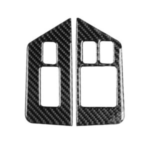 2 PCS Car Carbon Fiber Window Lift Defogger Button Decorative Sticker for Nissan GTR R35 2008-2016, Right Drive