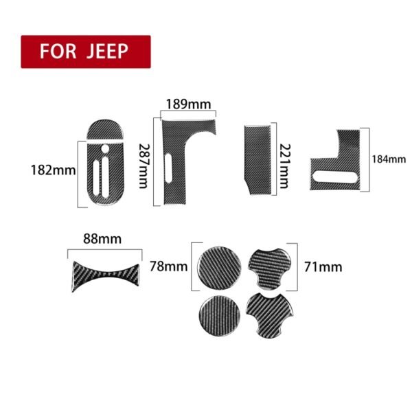 10 in 1 Car Carbon Fiber Gear Console Water Cup Holder Decorative Sticker for Jeep Wrangler JK 2007-2010, Left Drive - Image 2