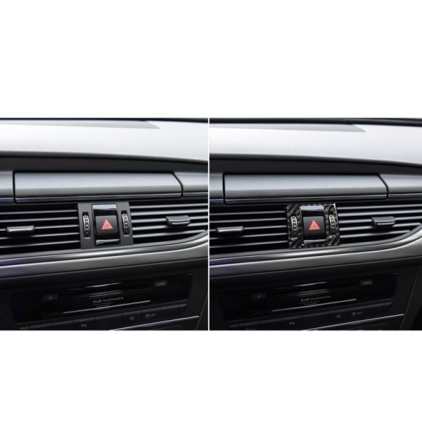 Car Carbon Fiber Warning Light Decorative Sticker for Audi A6 S6 C7 A7 S7 4G8 2012-2018, Left and Right Drive Universal