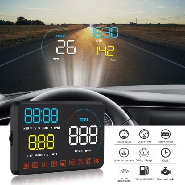 A9 5.5 inch Universal Car OBD2 HUD Vehicle-mounted Head Up Display, A9(Blue) - Image 2