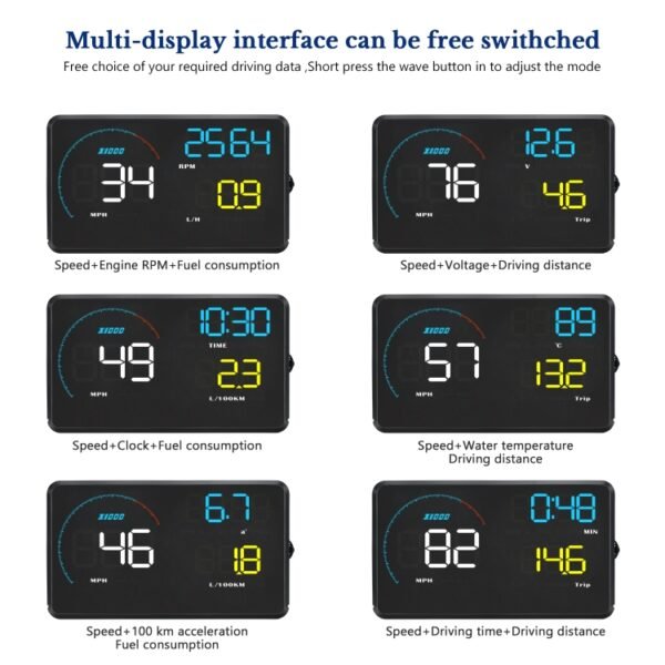 A9 5.5 inch Universal Car OBD2 HUD Vehicle-mounted Head Up Display, A9(Blue) - Image 5