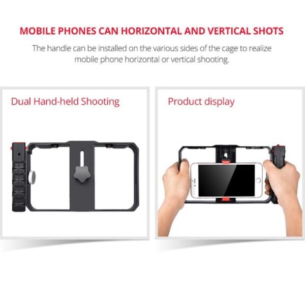 YLG0901B Vlogging Live Broadcast Smartphone Plastic Cage Video Rig Filmmaking Recording Handle Stabilizer Bracket for iPhone, Galaxy, Huawei, Xiaomi, HTC, LG, Google, and Other Smartphones, YLG0901B - Image 9