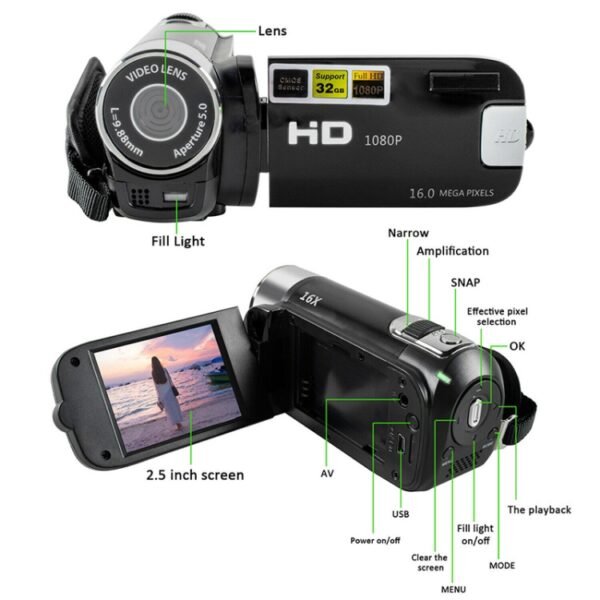 16X Digital Zoom HD 16 Million Pixel Home Travel DV Camera, EU Plug, EU Plug - Image 4