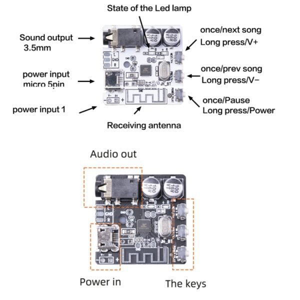 6966 DIY Bluetooth 5.0 Audio Receiver Board Module MP3 Lossless Player Wireless Stereo Music Amplifier Module - Image 2