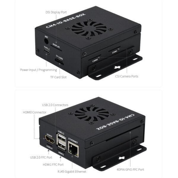 Waveshare Mini IO Board Full Ver Mini-Computer Base Box with Metal Case & Cooling Fan for Raspberry Pi CM4, Mini IO Board Full Ver - Image 4