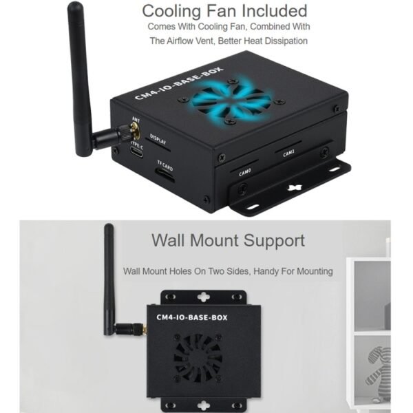 Waveshare Mini IO Board Full Ver Mini-Computer Base Box with Metal Case & Cooling Fan for Raspberry Pi CM4, Mini IO Board Full Ver - Image 6