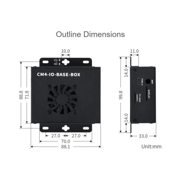 Waveshare Mini IO Board Full Ver Mini-Computer Base Box with Metal Case & Cooling Fan for Raspberry Pi CM4, Mini IO Board Full Ver - Image 8
