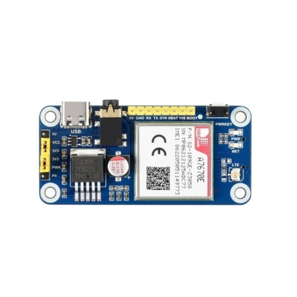Waveshare Multi Band 2G GSM / GPRS LBS A7670E LTE Cat-1 HAT for Raspberry Pi, for Europe, Southeast Asia, West Asia, Africa, China, South Kor - Image 2