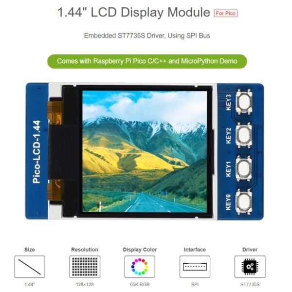 WAVESHARE 1.44 inch LCD 65K Colors 128 x 128 Display Module - Image 4
