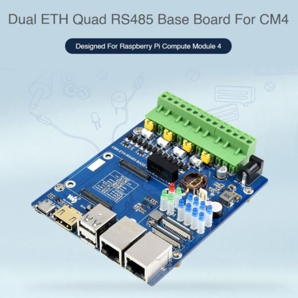 Waveshare Dual ETH Quad RS485 Base Board B for Raspberry Pi CM4, Gigabit Ethernet - Image 3