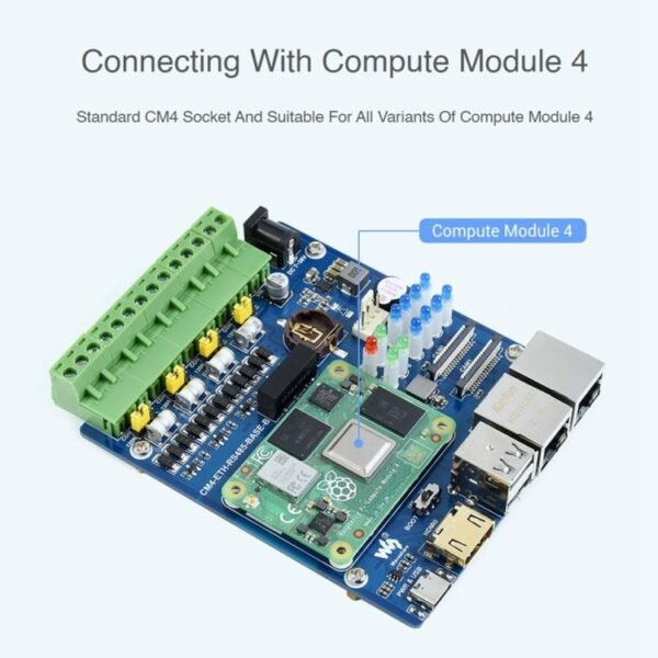 Waveshare Dual ETH Quad RS485 Base Board B for Raspberry Pi CM4, Gigabit Ethernet - Image 4