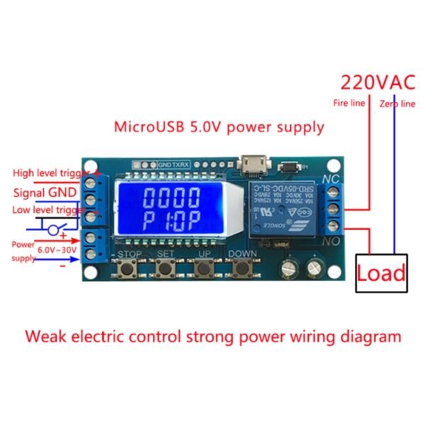 XY-LJ02 6-30V Micro USB Digital LCD Display Time Delay Relay Module Control Timer Switch - Image 5