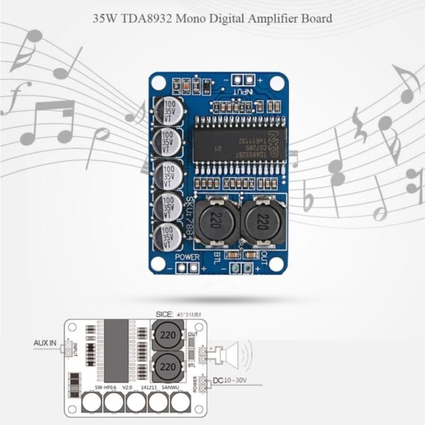 Mini 35W TDA8932 Mono Digital Amplifier Board - Image 9