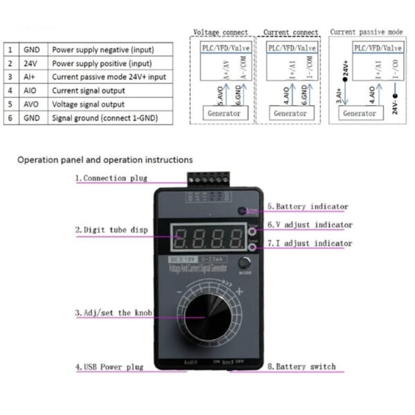 4-20mA 0-10V Signal Generator Adjustable Voltage Current Simulator, Built-in Battery, Built-in Battery - Image 7