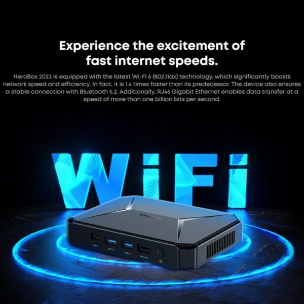 CHIWI HeroBox Mini PC, Windows 11, Intel Celeron N100 Quad Core up to 2.8 GHz, 8GB+256GB, Support VGA, HDMI, HeroBox