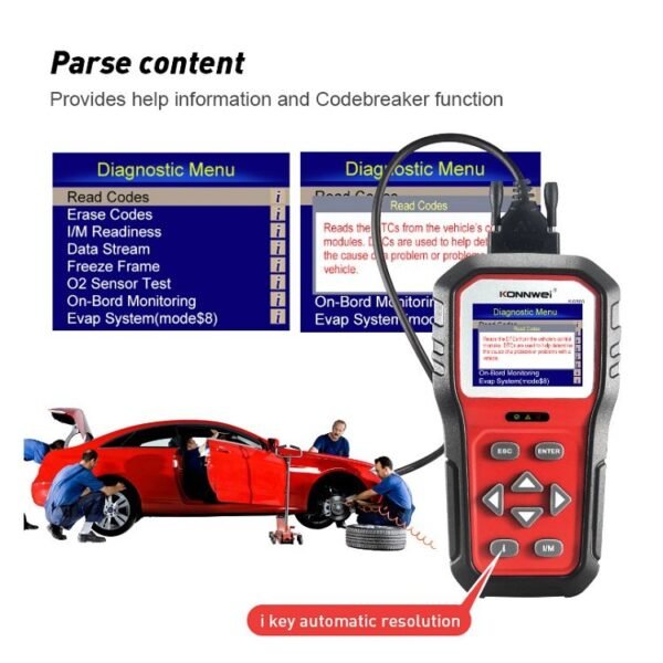 KONNWEI KW860 Car 2.8 inch TFT Color Screen Battery Tester Support 8 Languages / I Key Analysis Function - Image 14