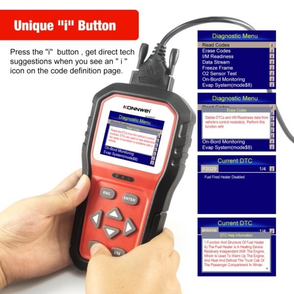 KONNWEI KW860 Car 2.8 inch TFT Color Screen Battery Tester Support 8 Languages / I Key Analysis Function - Image 6