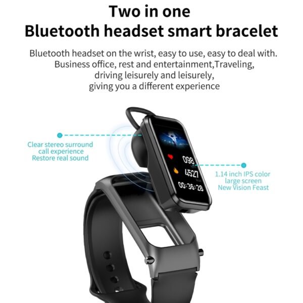 X4 1.14 inch HD Screen Bluetooth Earphone Smart Bracelet, Support Sleep Monitoring / Body Temperature Monitoring / Heart Rate Monitoring - Image 6