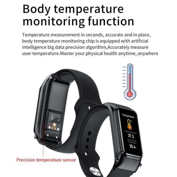 X4 1.14 inch HD Screen Bluetooth Earphone Smart Bracelet, Support Sleep Monitoring / Body Temperature Monitoring / Heart Rate Monitoring - Image 8