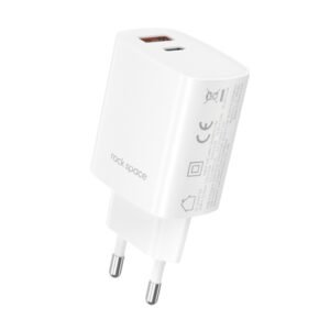 ROCK T51 31W Type-C / USB-C + USB PD Dual Ports Fast Charging Travel Charger Power Adapter,, EU Plug, UK Plug