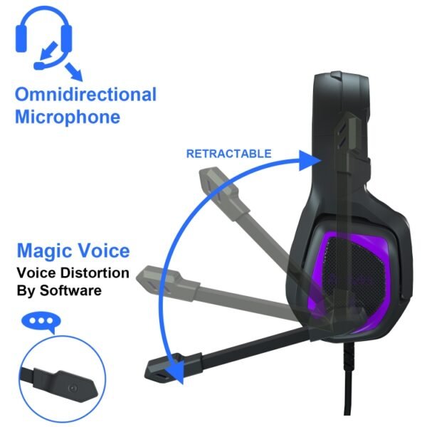Anivia MH602 3.5mm Wired Gaming Headset with Microphone, MH602 (Black Purple), MH602 (Black Red), MH602 (Black Blue) - Image 3