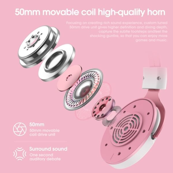 ONIKUMA X10 Car Ear LED Light Adjustable Gaming Headset with Microphone - Image 4