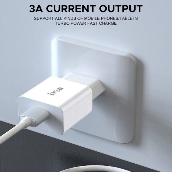IVON AD-35 2 in 1 18W QC3.0 USB Port Travel Charger + 1m USB to 8 Pin Data Cable Set,, EU Plug, US Plug - Image 5