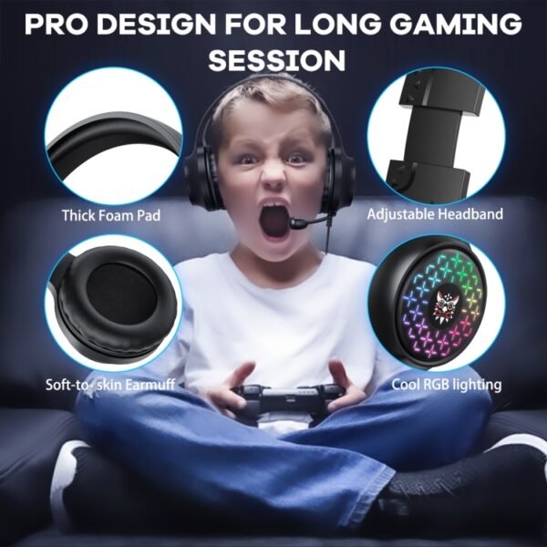 ONIKUMA X7 Pro USB + 3.5mm RGB Lighting Gaming Wired Headset, X7 Pro - Image 5