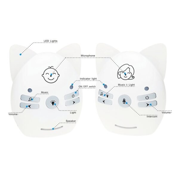 Wireless Audio Baby Monitor Support Voice Monitoring + Intercom + Night Light without Battery, US Plug, UK Plug, EU Plug, AU Plug - Image 2