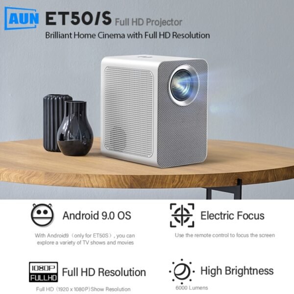 AUN ET50 4 inch 180 Lumens 1920x1080P Smart LED Mini Projector, US Plug - Image 3