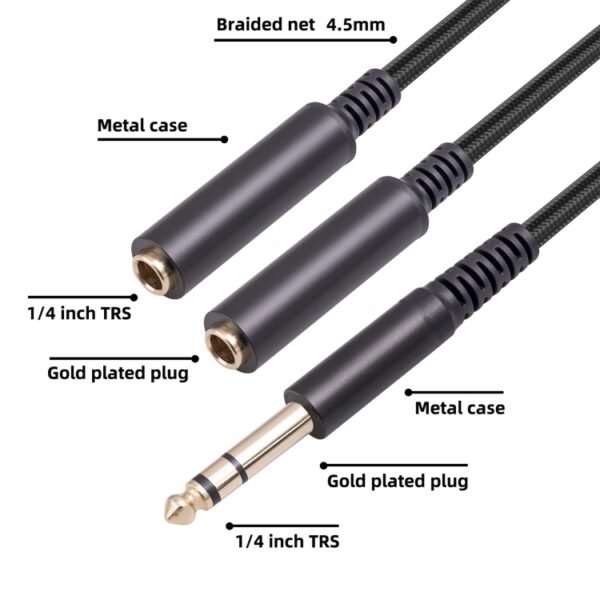 3718 6.35mm Male to Dual Female 1/4 TRS Stereo Audio Cable, Length: 30cm - Image 3