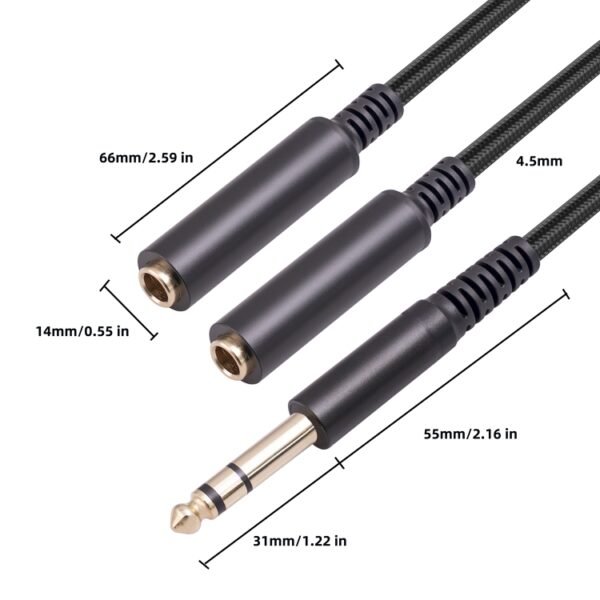 3718 6.35mm Male to Dual Female 1/4 TRS Stereo Audio Cable, Length: 30cm - Image 4