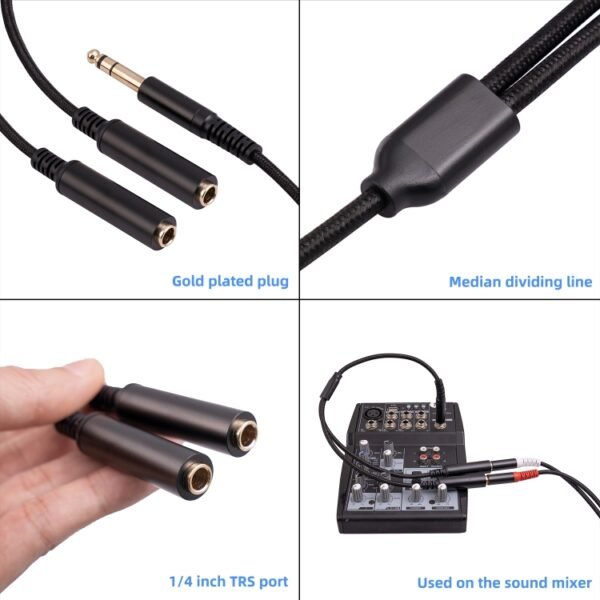 3718 6.35mm Male to Dual Female 1/4 TRS Stereo Audio Cable, Length: 30cm - Image 6