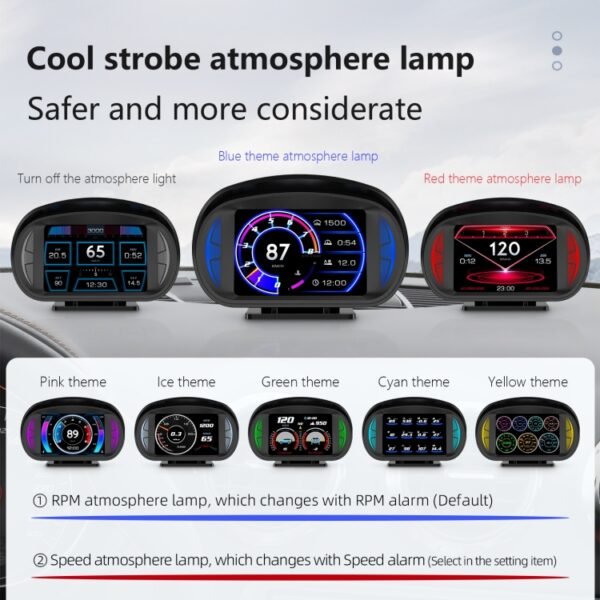 P2 3 inch Multi-function HD OBD LCD Instrument GPS Car Speed Slope Meter HUD Head-up Display - Image 4