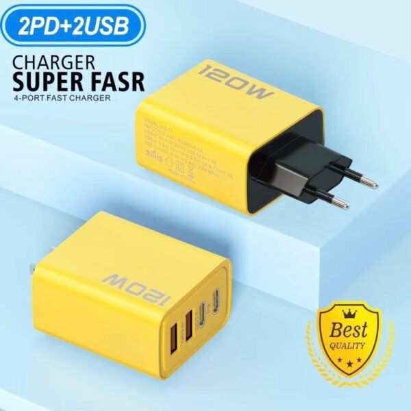KO-71 120W Dual PD Type-C + Dual QC3.0 USB Multi Ports Charger, US Plug, EU Plug - Image 3