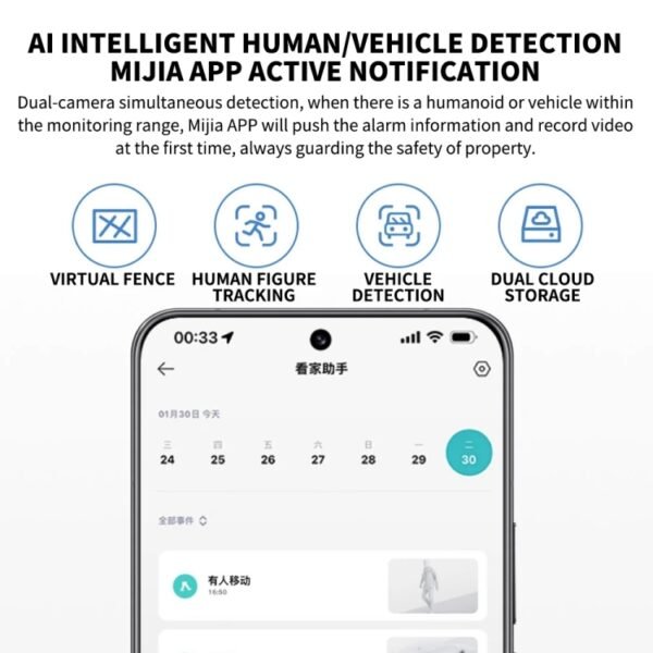 Xiaomi CW500 Dual Camera 8MP Outdoor IP66 Waterproof Support AI Detection Two-Way Voice WiFi Camera, US Plug, CW500 Dual Camera - Image 6