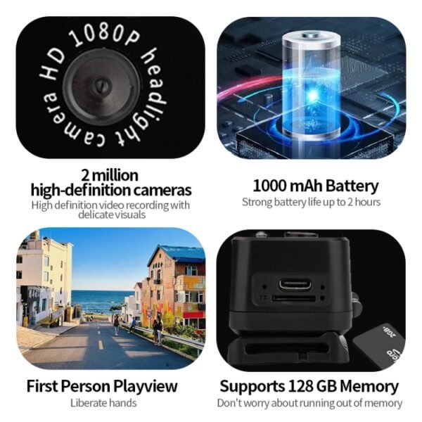 D7 1080P Head-mounted Lighting Camera LED Motion Sensor Video Recording Lighting Camera - Image 6