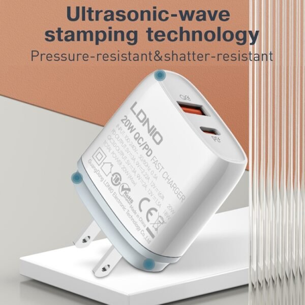 LDNIO Q229 QC3.0 / PD20W USB + Type-C Fast Charger with 1m USB to 8 Pin Cable, EU Plug, UK Plug, US Plug - Image 9