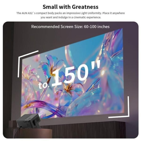 AUN A32 1280x720P 200ANSI D3100 CPU WIFI Display Smart Projector, US Plug, UK Plug, AU Plug, EU Plug - Image 6