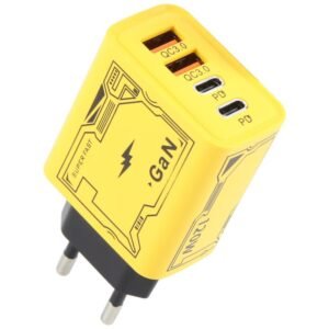 KO-72 GaN 120W Charge Adapter 4 Port 2 PD 2 QC 3.0 USB and USB-C / Type-C Fast Charger, EU Plug, US Plug